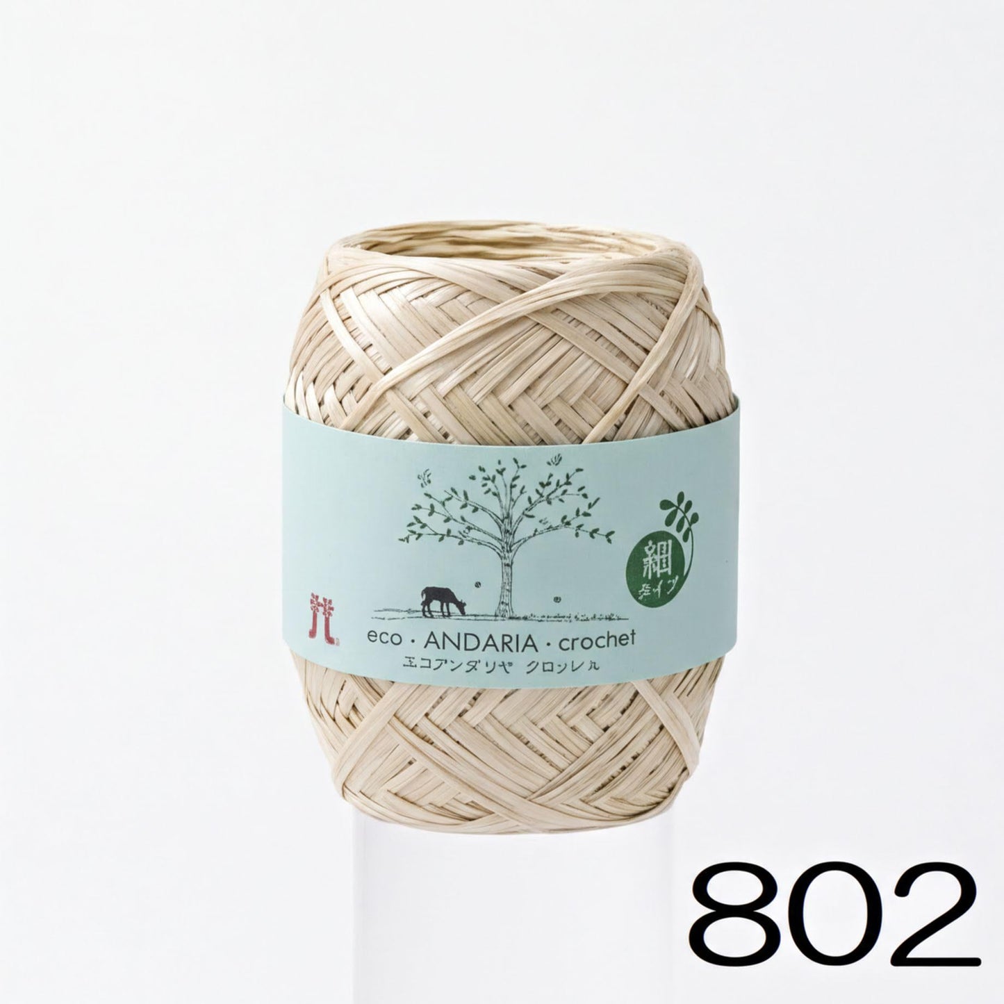 A spool of eco-friendly yarn labeled 'Andaria crochet' against a white background.