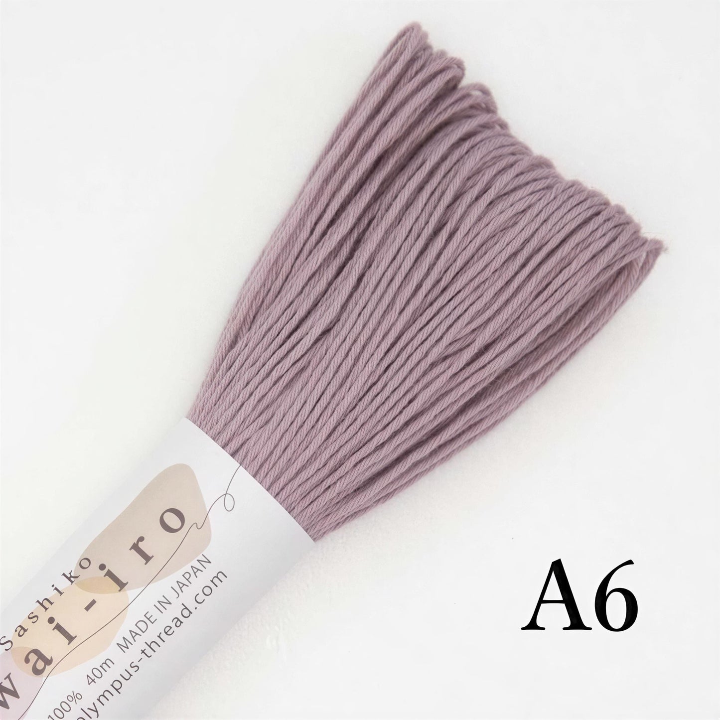 A close-up image of a spool of thread with a label indicating it is made in Japan and is A6 in size.