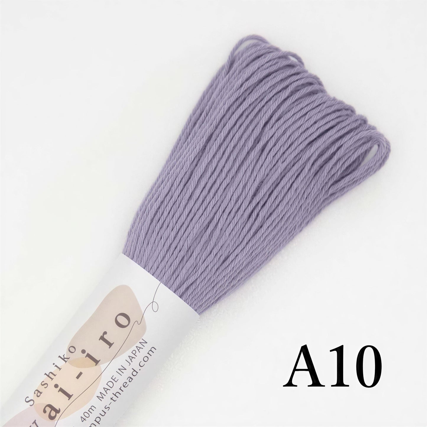 A close-up image of a spool of thread with a label that reads "Sashiko A10" and "40m".