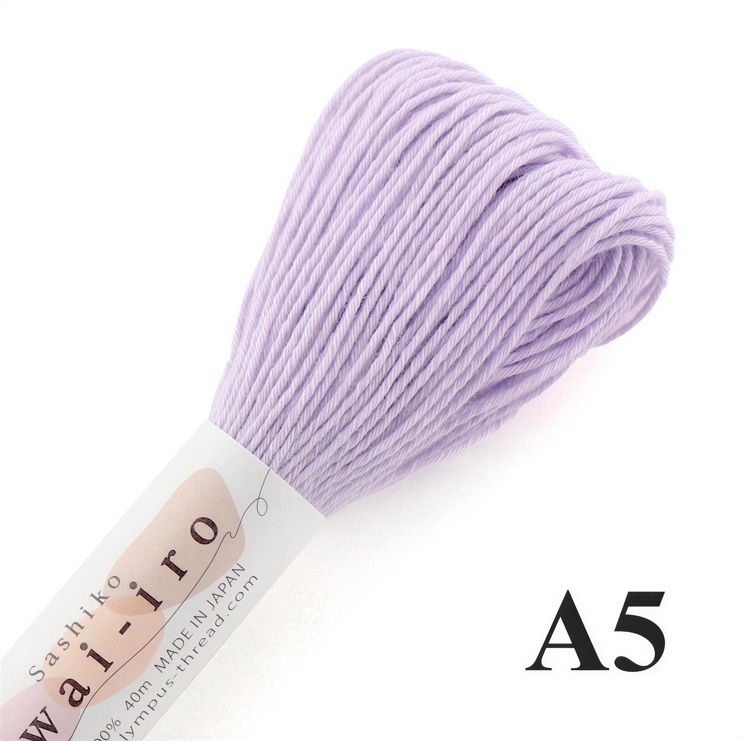 A spool of lavender-colored thread is shown against a white background, with the text "A5" visible in the bottom right corner.