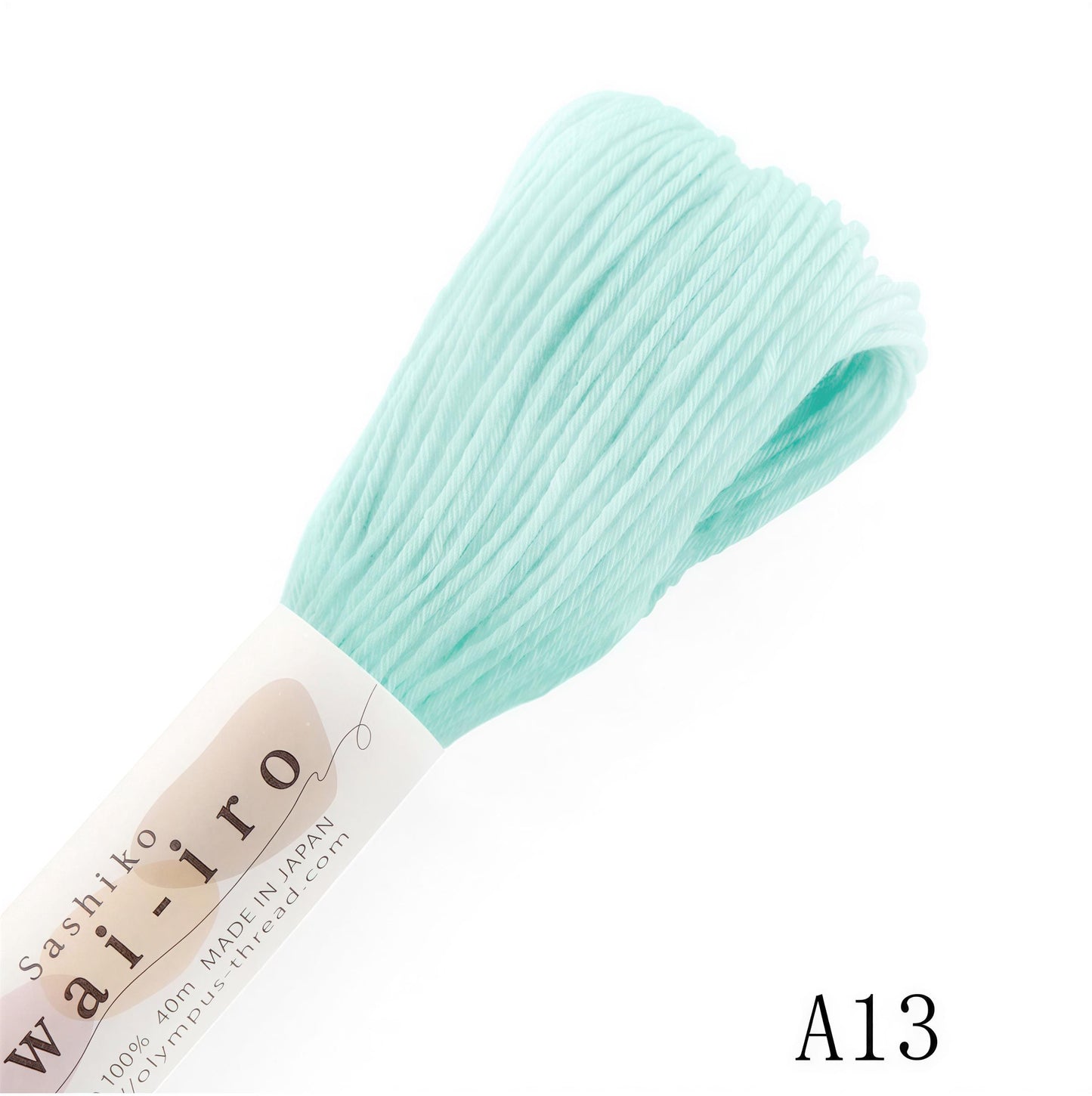 A close-up image of a spool of turquoise thread with the label "Walliro A13" visible.