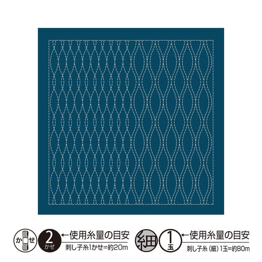 The image is a square with a repeating pattern of white lines on a dark blue background.