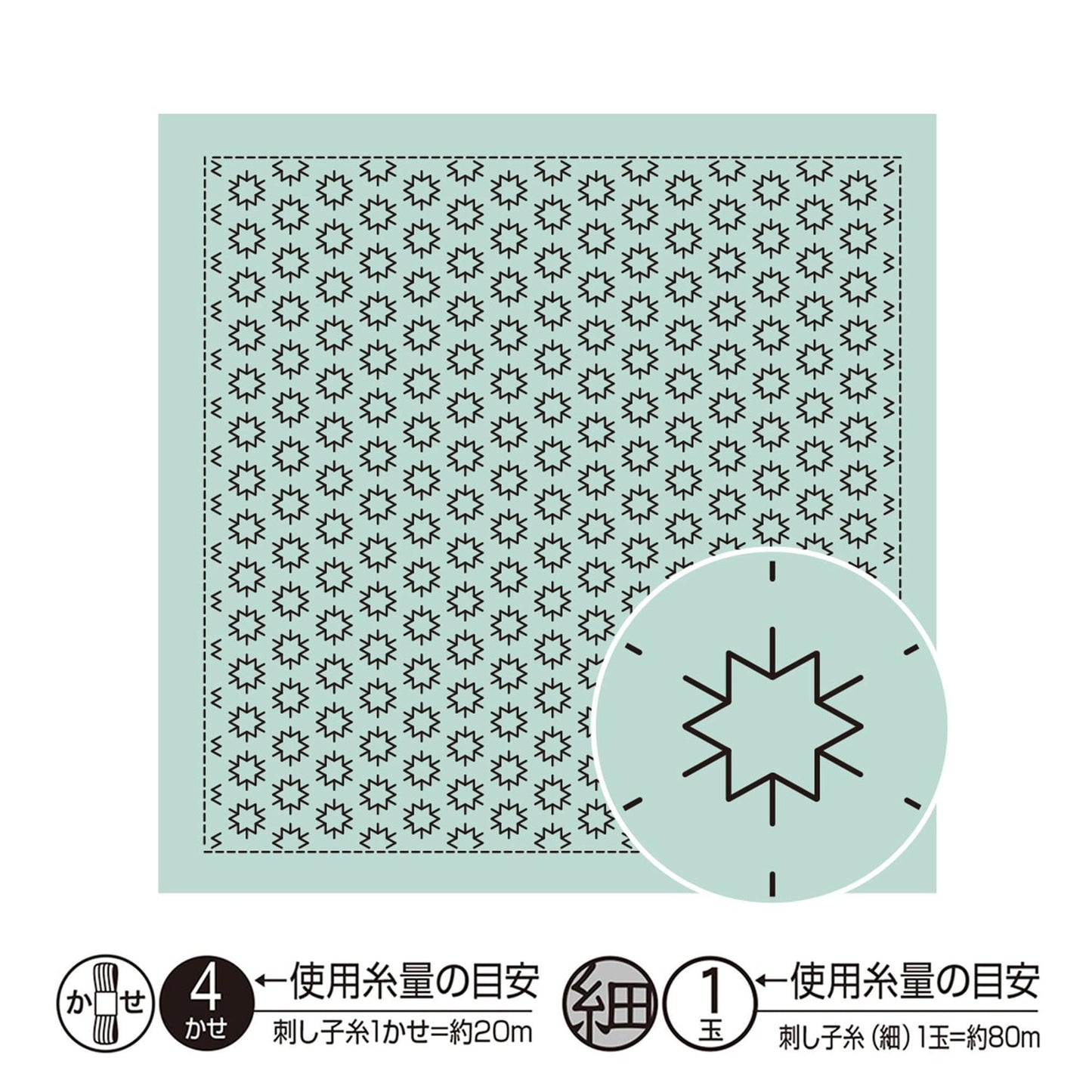 The image is a square with a repeating pattern of black dots on a light green background. There is a circular icon with a star shape in the center of the image.