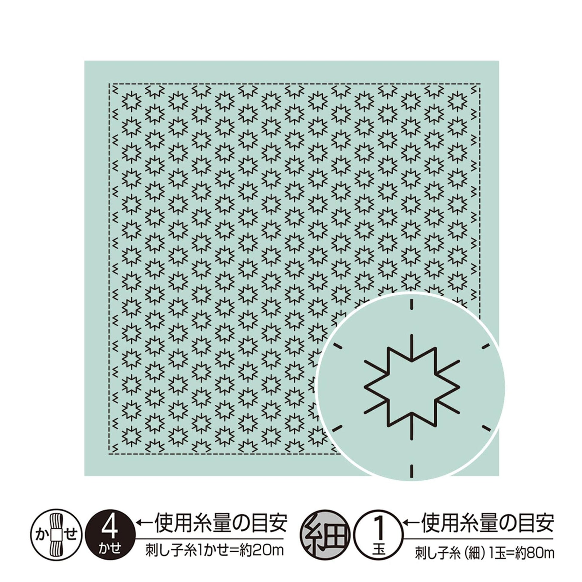 The image is a square with a repeating pattern of black dots on a light green background. There is a circular icon with a star shape in the center of the image.