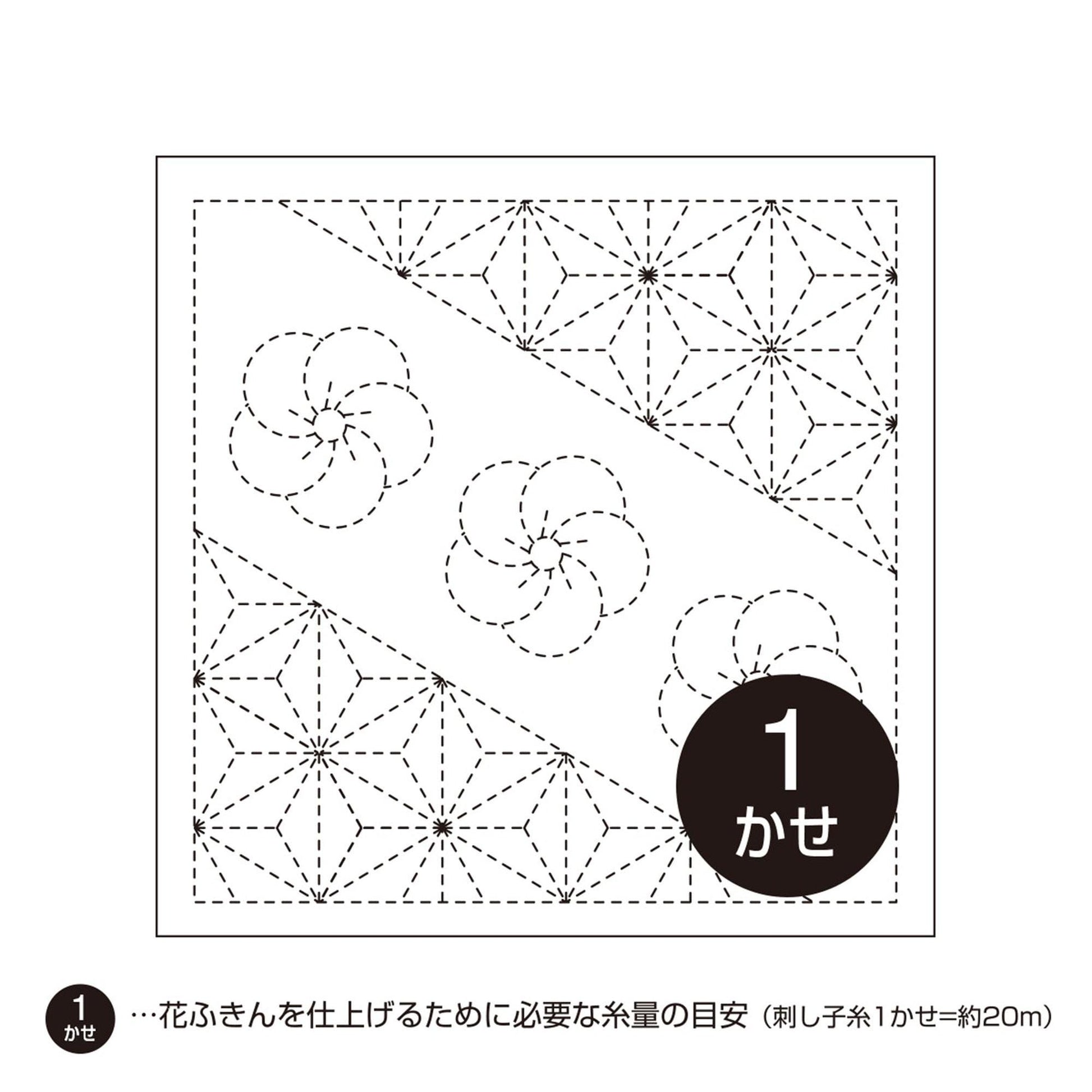 A black and white image depicting a pattern of geometric shapes, including flowers and other abstract designs. The image is labeled with the number "1" and Japanese text, indicating it is a single image.