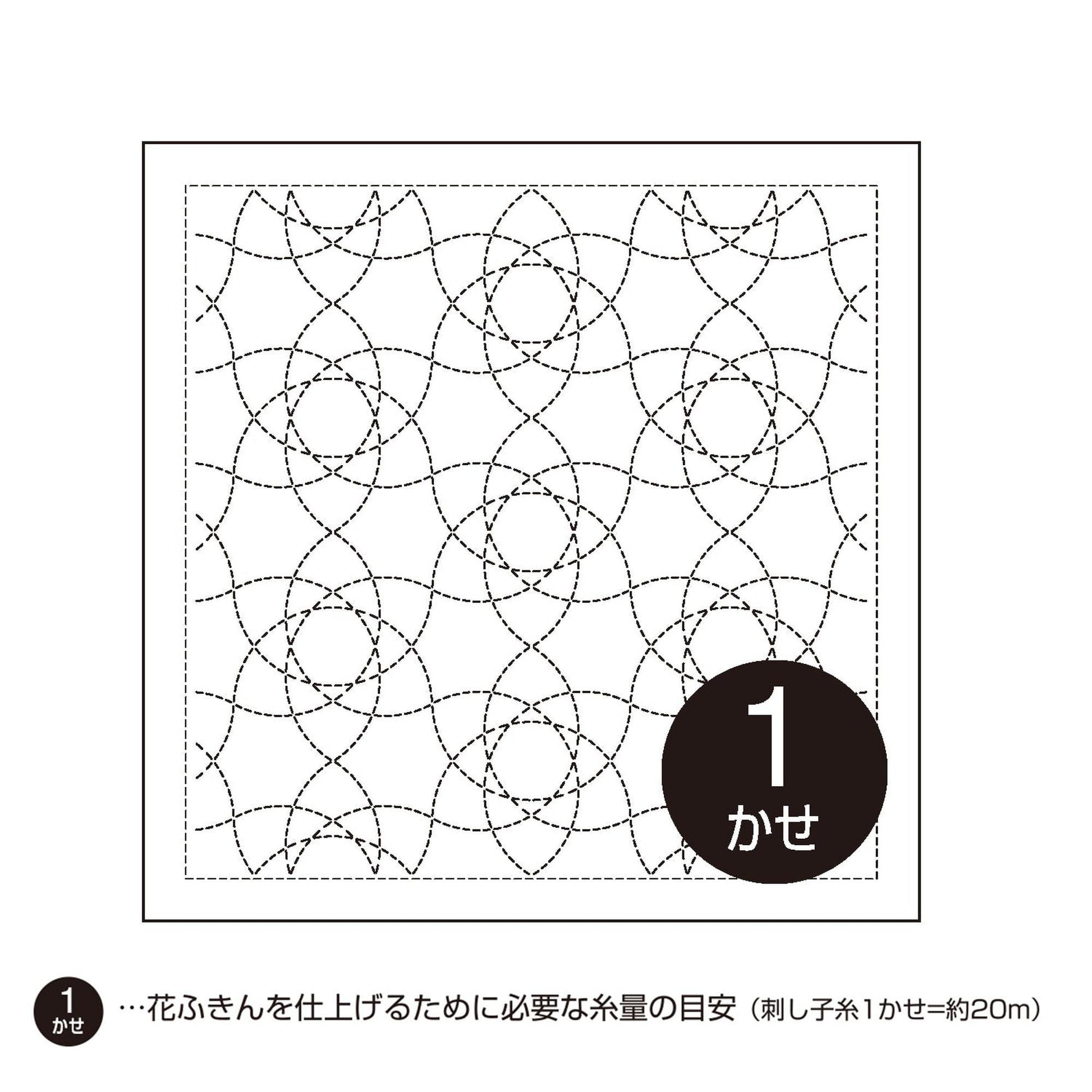 A square pattern with a repeating design of circles and lines, and a number 1 in the center.