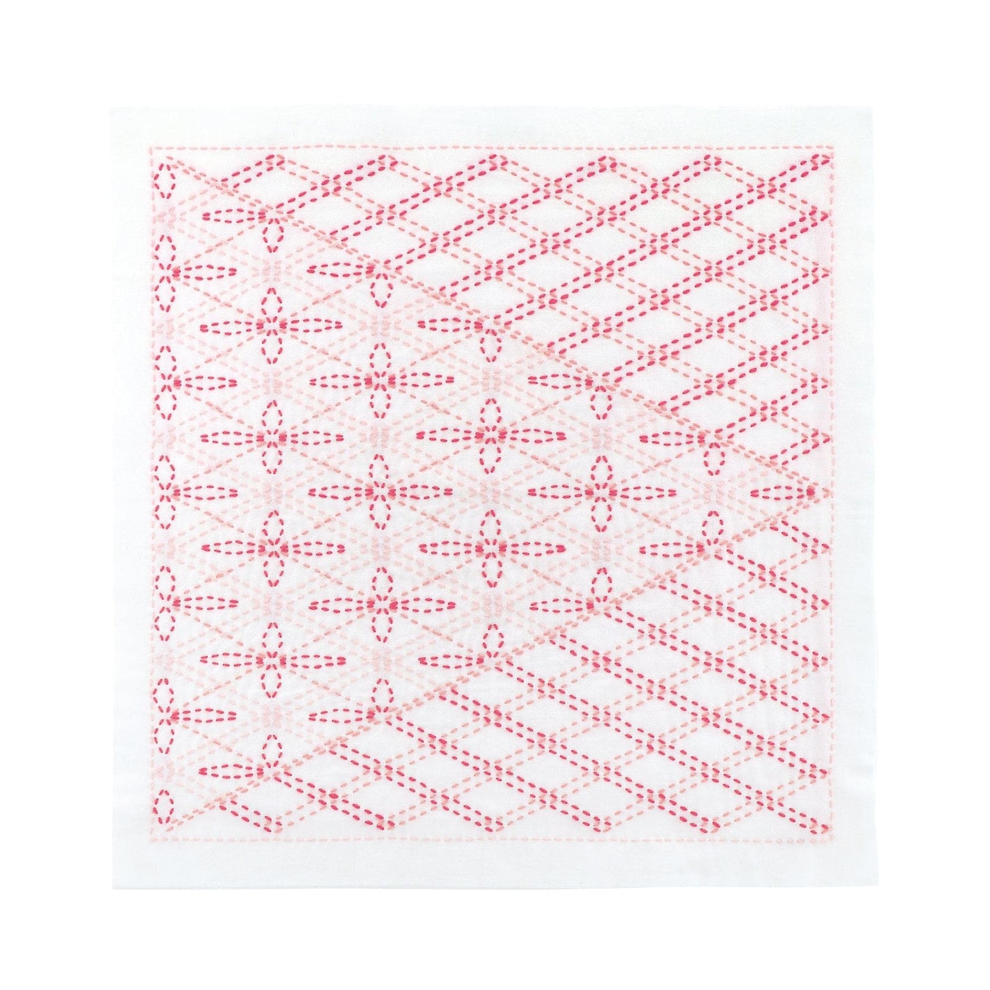 a square with a repeating pattern of red and white diamond shapes, creating a visually striking and intricate design.