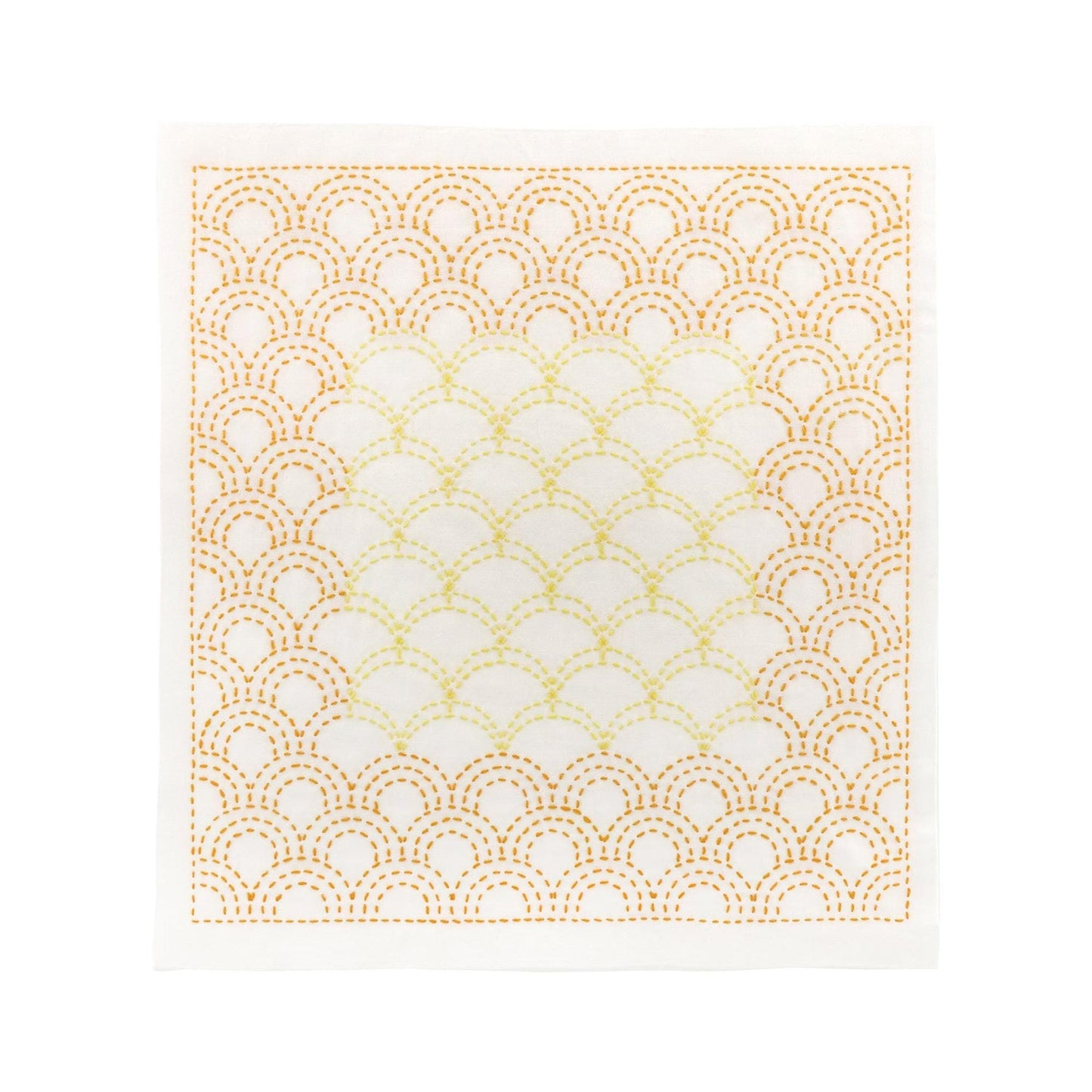 a square with a repeating pattern of orange and yellow circles, creating a visually striking and intricate design.