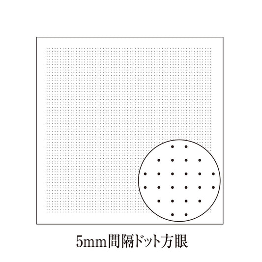 A 5mm grid pattern on a white background, with a circular pattern of dots next to it.