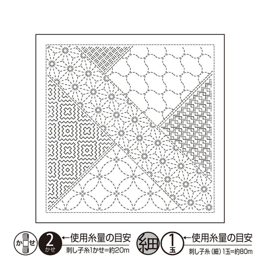 The image is a detailed black and white illustration of a quilt pattern, featuring various geometric shapes and designs.