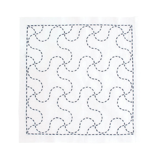 The image is a square with a repeating pattern of black and white lines, creating a visually striking and intricate design.