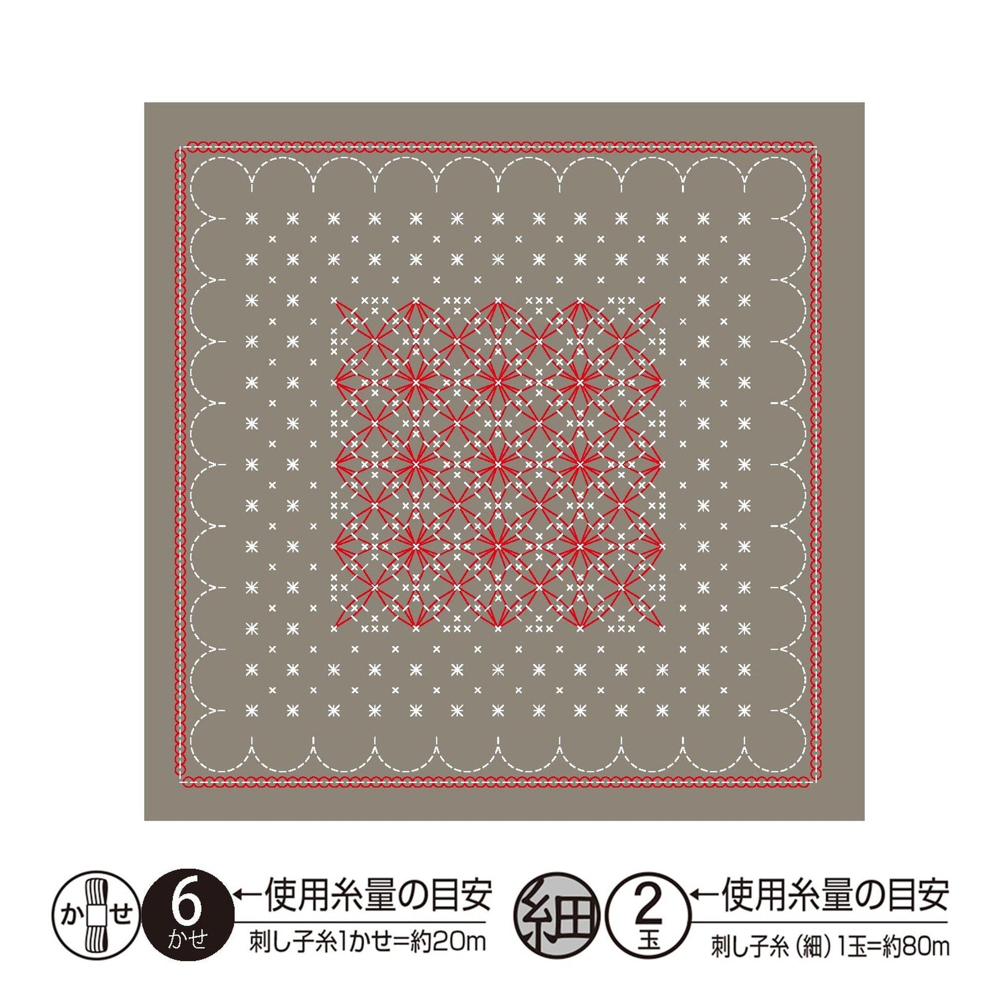 The image is a square with a repeating pattern of red and white dots and lines, creating a geometric design.
