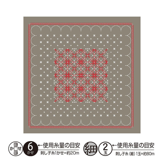 The image is a square with a repeating pattern of red and white dots and lines, creating a geometric design.