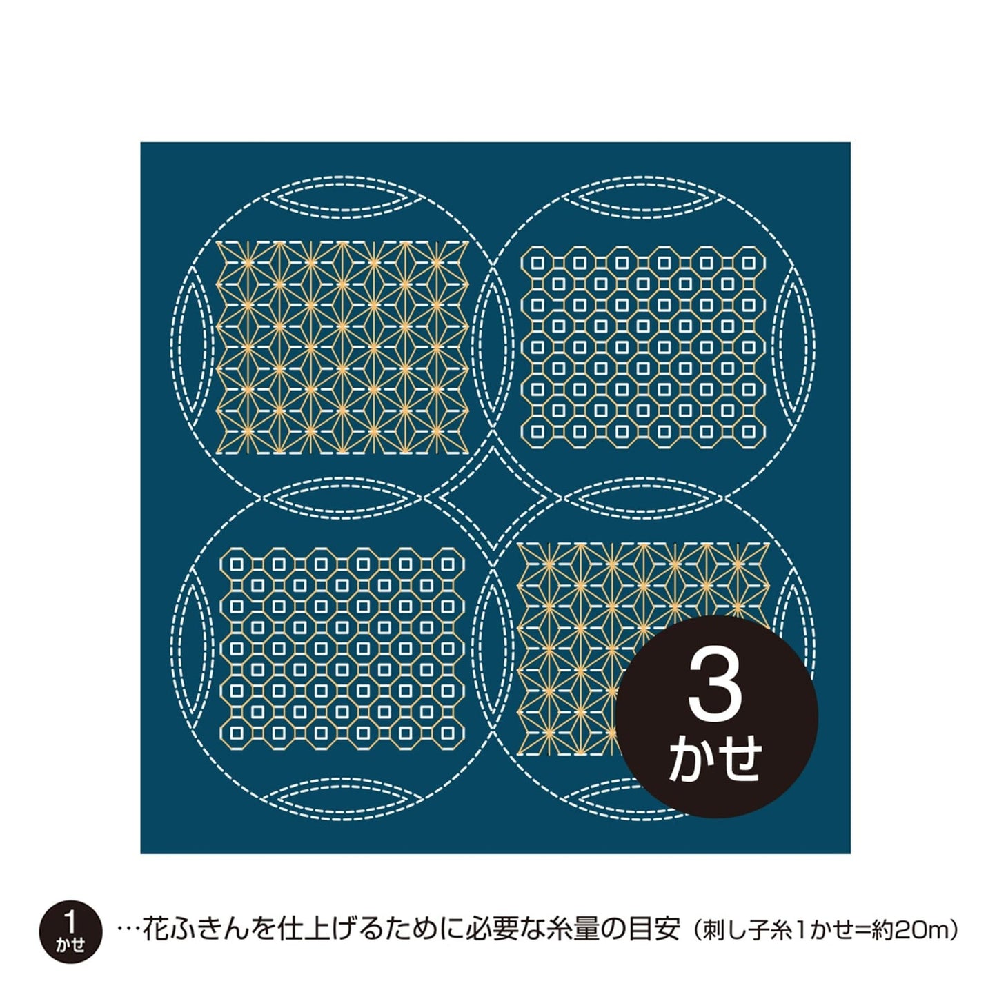 The image is a square with a blue background and a repeating pattern of circles and lines in shades of blue and white. There is a number "3" in the center of the image.