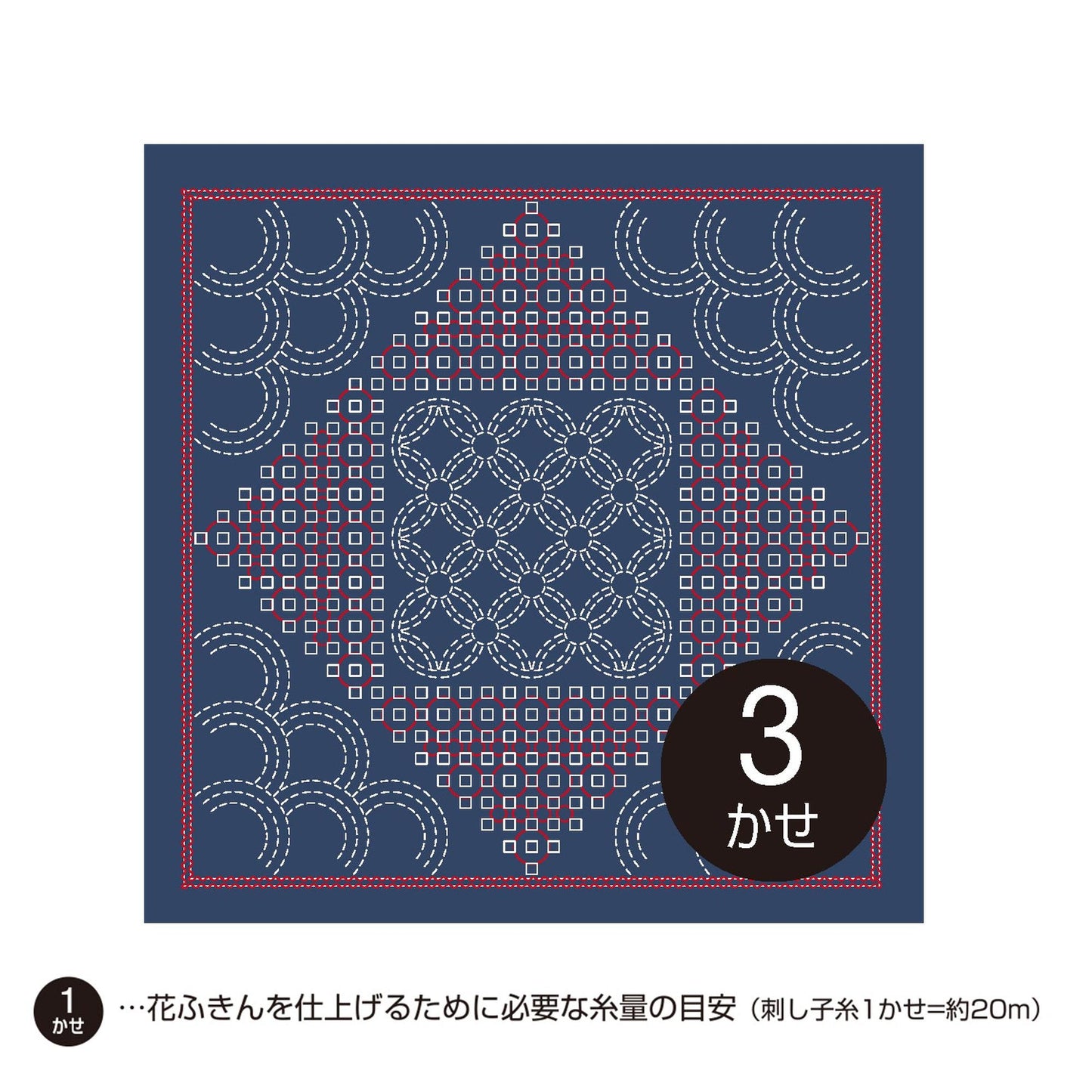 The image is a square with a blue background and a repeating pattern of circles and squares. There is a number "3" in the center of the image.