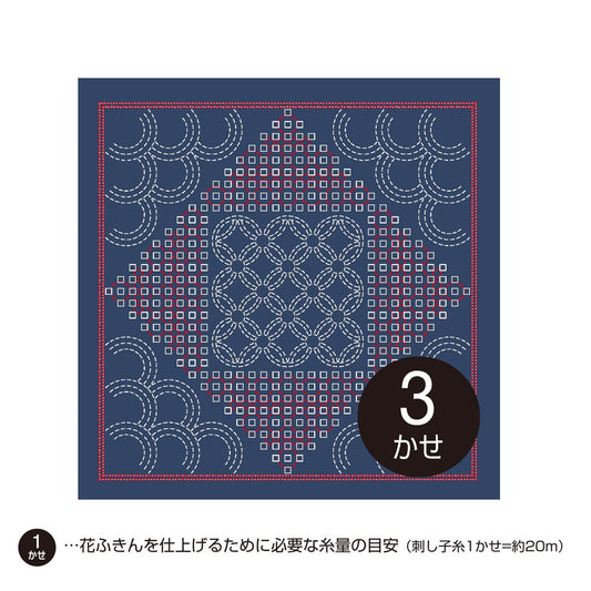The image is a square with a blue background and a repeating pattern of circles and squares. There is a number "3" in the center of the image.