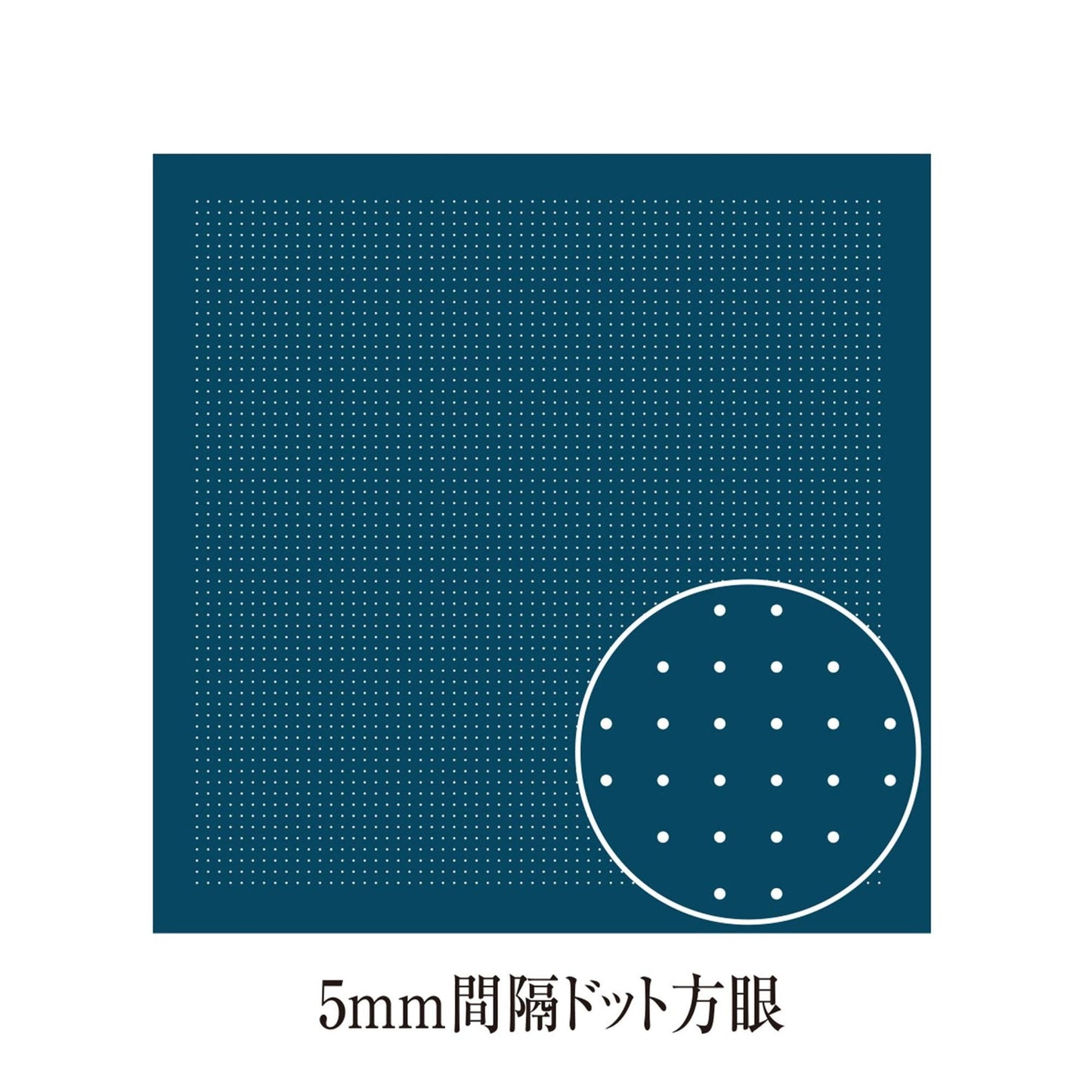 The image is a square with a blue background and a white circle with dots on it, along with some text below the image.