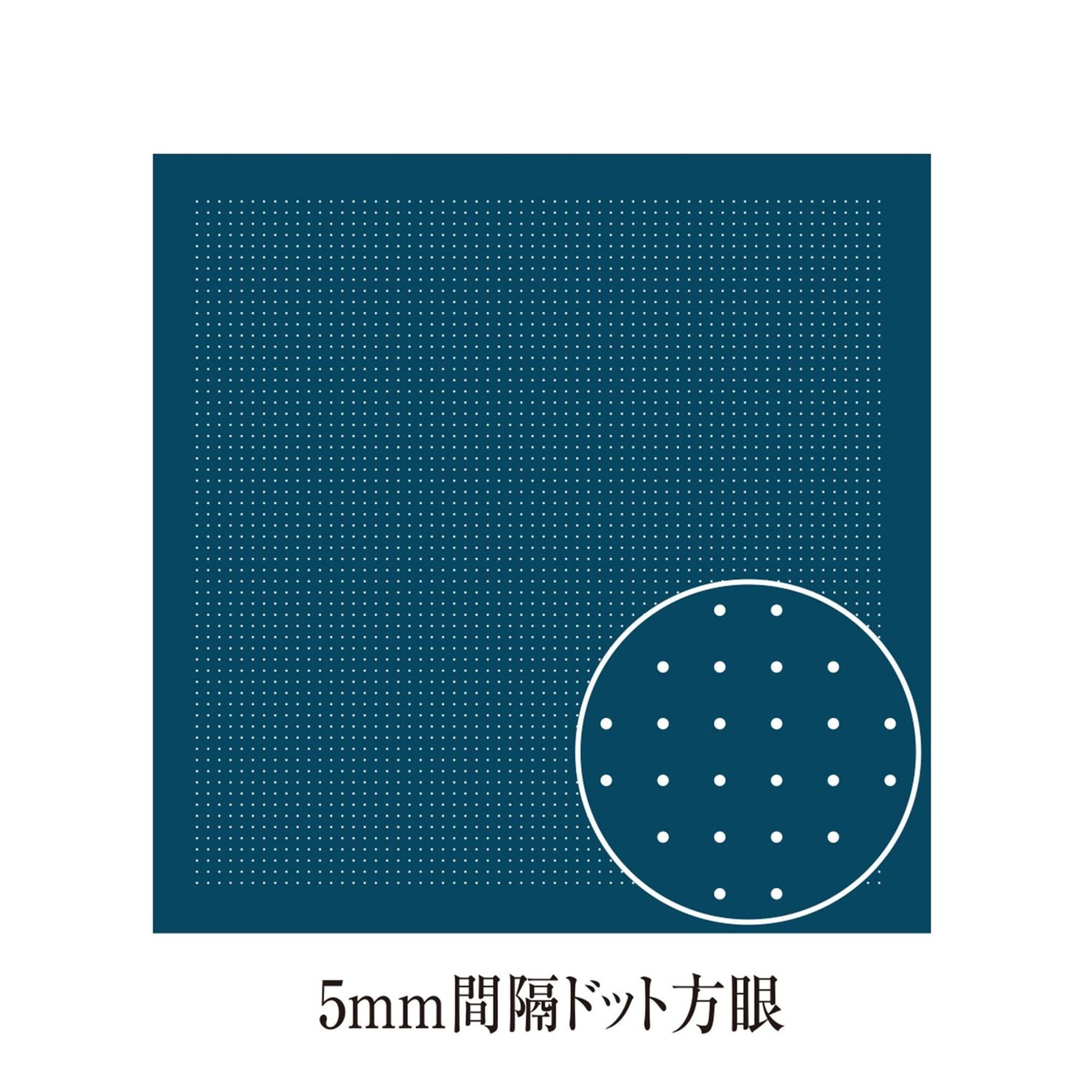 The image is a square with a blue background and a white circle with dots on it, along with some text below the image.