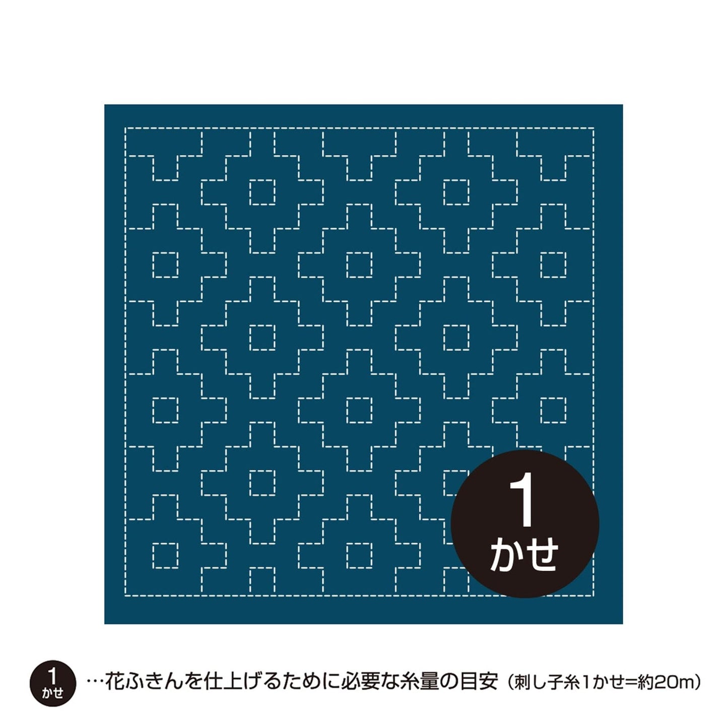 A square-shaped blue background with a repeating pattern of white dots, and a circular black circle with the number "1" inside it.