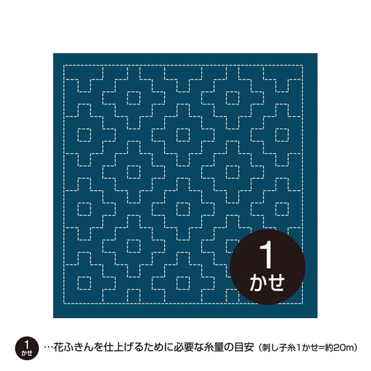 A square-shaped blue background with a repeating pattern of white dots, and a circular black circle with the number "1" inside it.