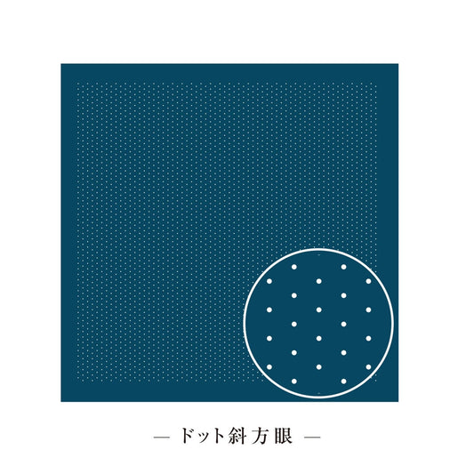 A square with a dark blue background and a white circle containing small dots, representing a pattern or design.