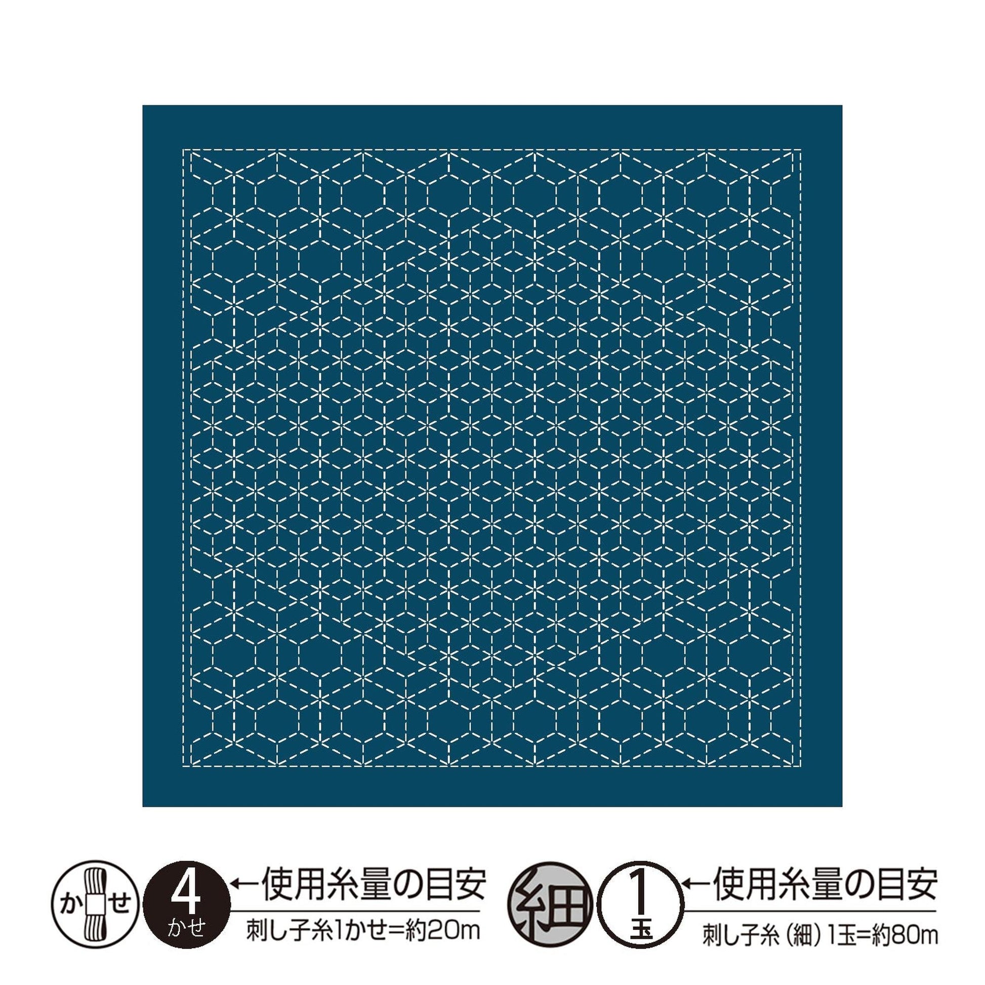a square with a blue background and a repeating pattern of white hexagons. The image is described as a square with a blue background and a repeating pattern of white hexagons.