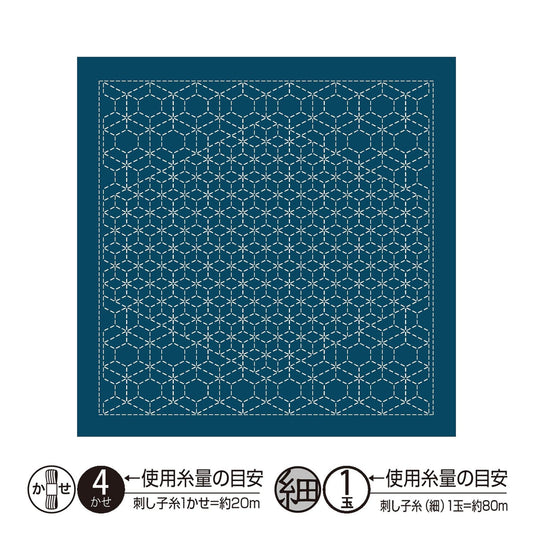 a square with a blue background and a repeating pattern of white hexagons. The image is described as a square with a blue background and a repeating pattern of white hexagons.