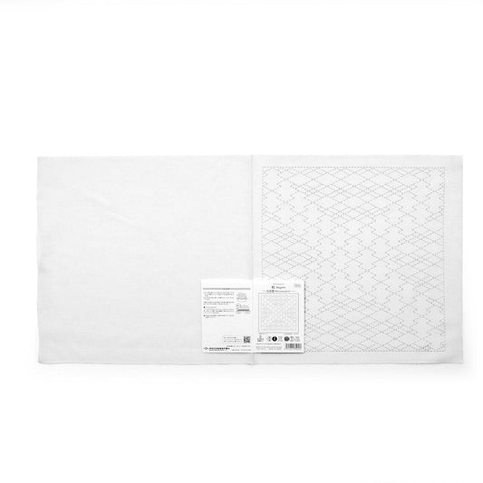 The image is a plain white square with a patterned square on the right side.