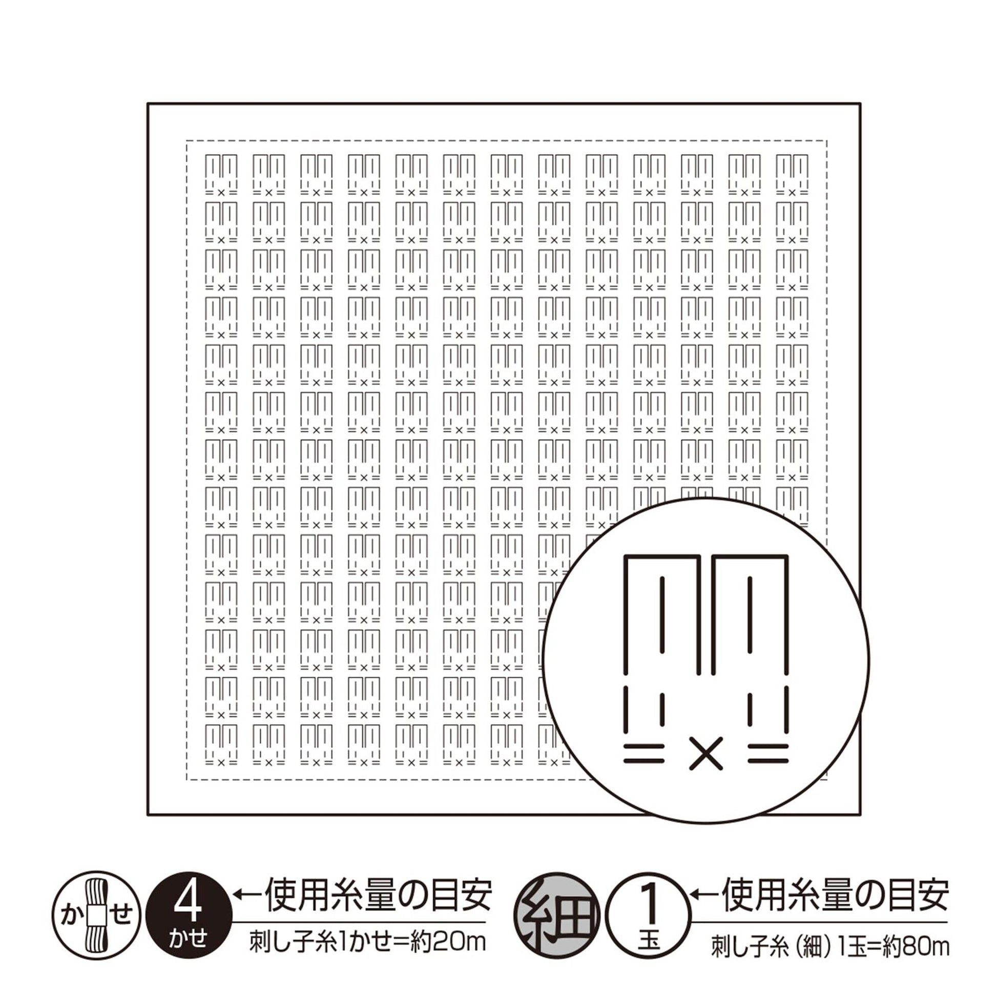The image is a black and white square with a large number of small squares arranged in rows and columns. There is a circular symbol with the number '4' and an equal sign inside it, located to the right of the square.