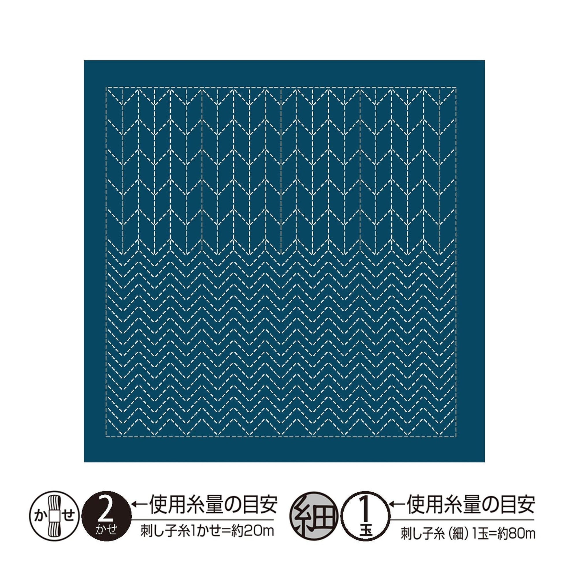 a blue square with a repeating pattern of white zigzag lines.