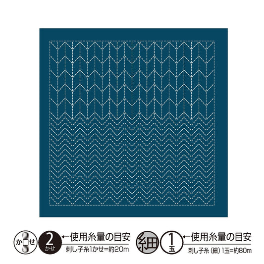 a blue square with a repeating pattern of white zigzag lines.