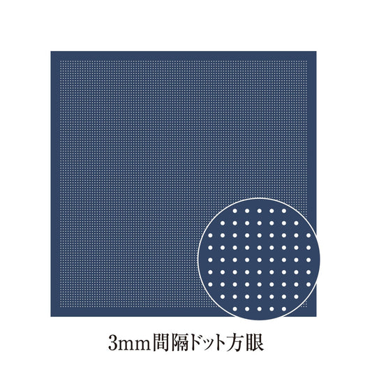The image is a 3mm square with a blue background and a white circle with dots on it, along with some text in Japanese.