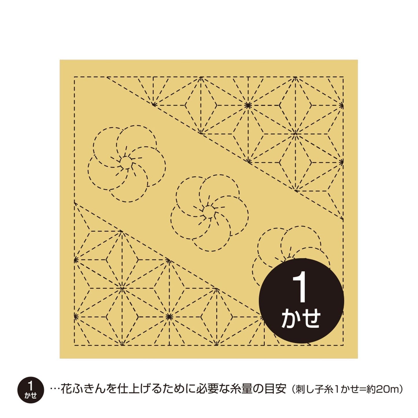 A square-shaped pattern with a repeating design of swirls and flowers, along with a number 1 in the center.