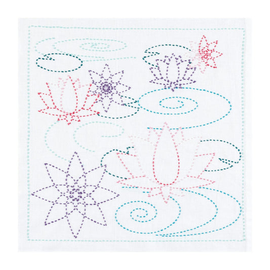The image is a colorful and intricate embroidered design featuring various flowers and swirls in shades of red, purple, and pink against a white background.