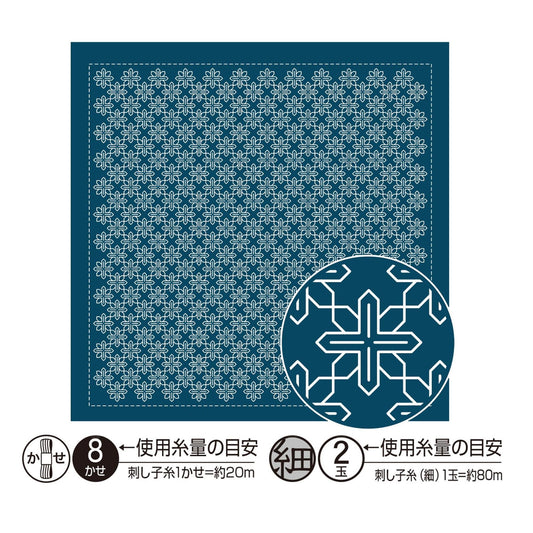 a square with a repeating pattern of white snowflakes on a blue background.