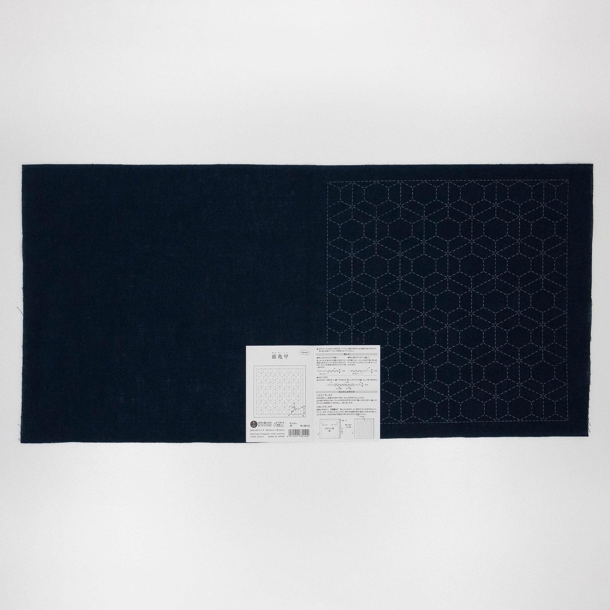 a dark blue fabric with a white pattern on it, placed on a white background.