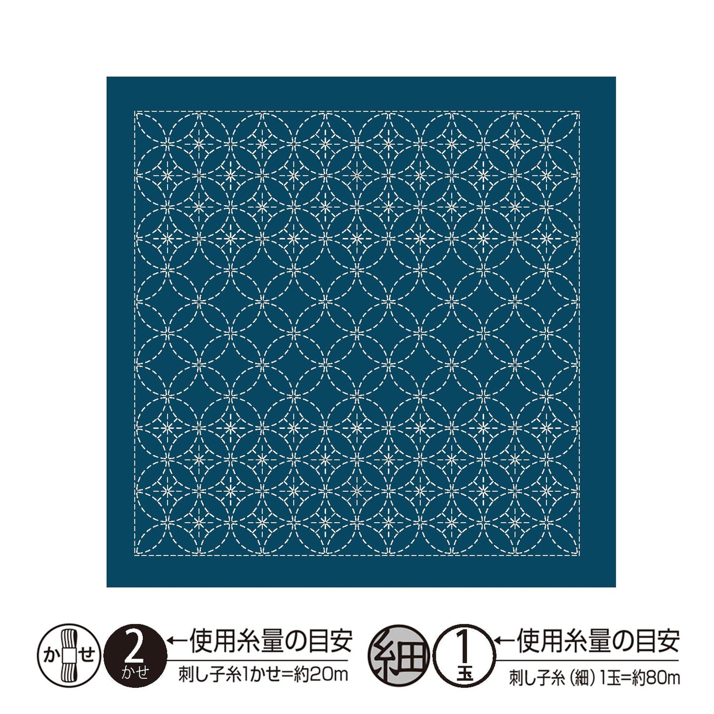 a square with a repeating pattern of white circles on a blue background.