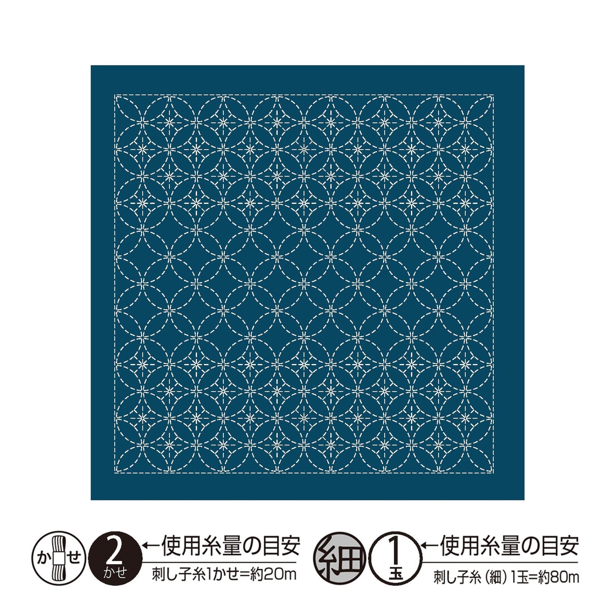 a square with a repeating pattern of white circles on a blue background.