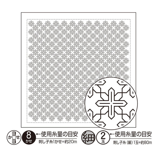 The image is a black and white illustration featuring a repeating pattern of snowflakes or stars. There is a circular design in the bottom right corner that appears to be a stylized representation of the snowflake or star pattern. The image contains text in Japanese, which is too extensive to transcribe in this format.