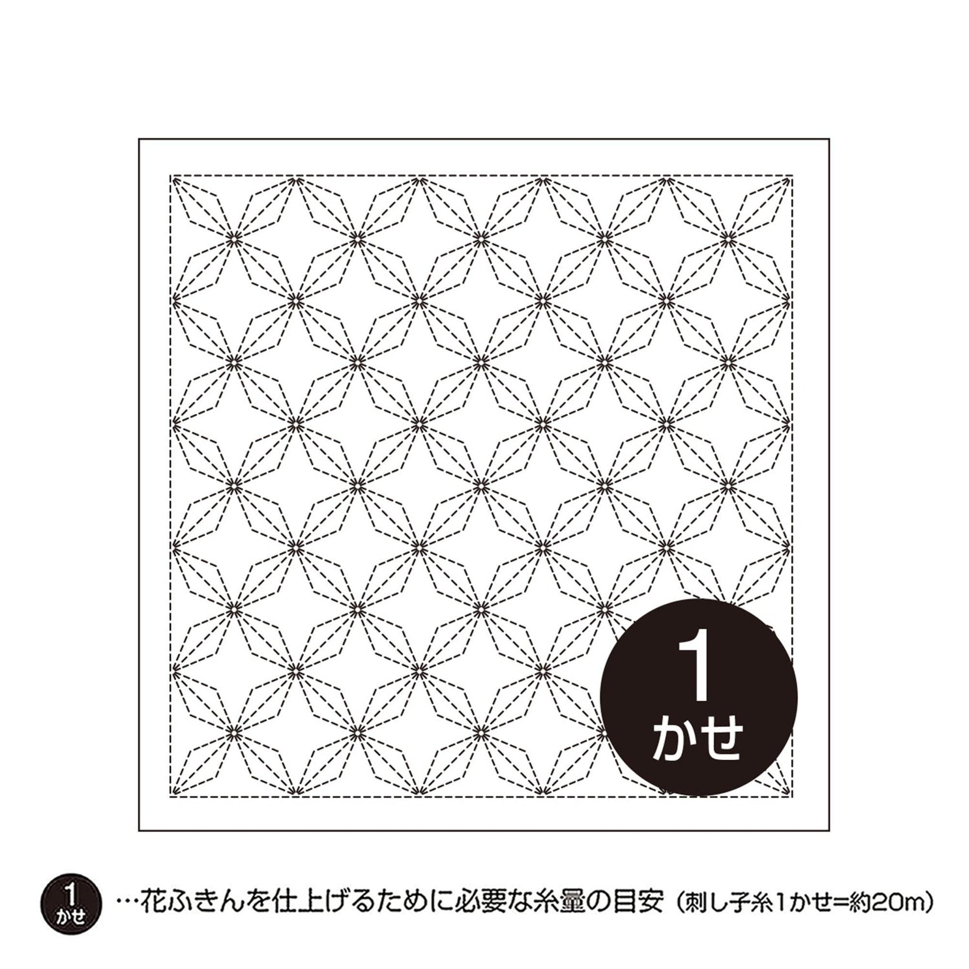 A square with a repeating pattern of black and white geometric shapes, resembling a quilt or a textile design.