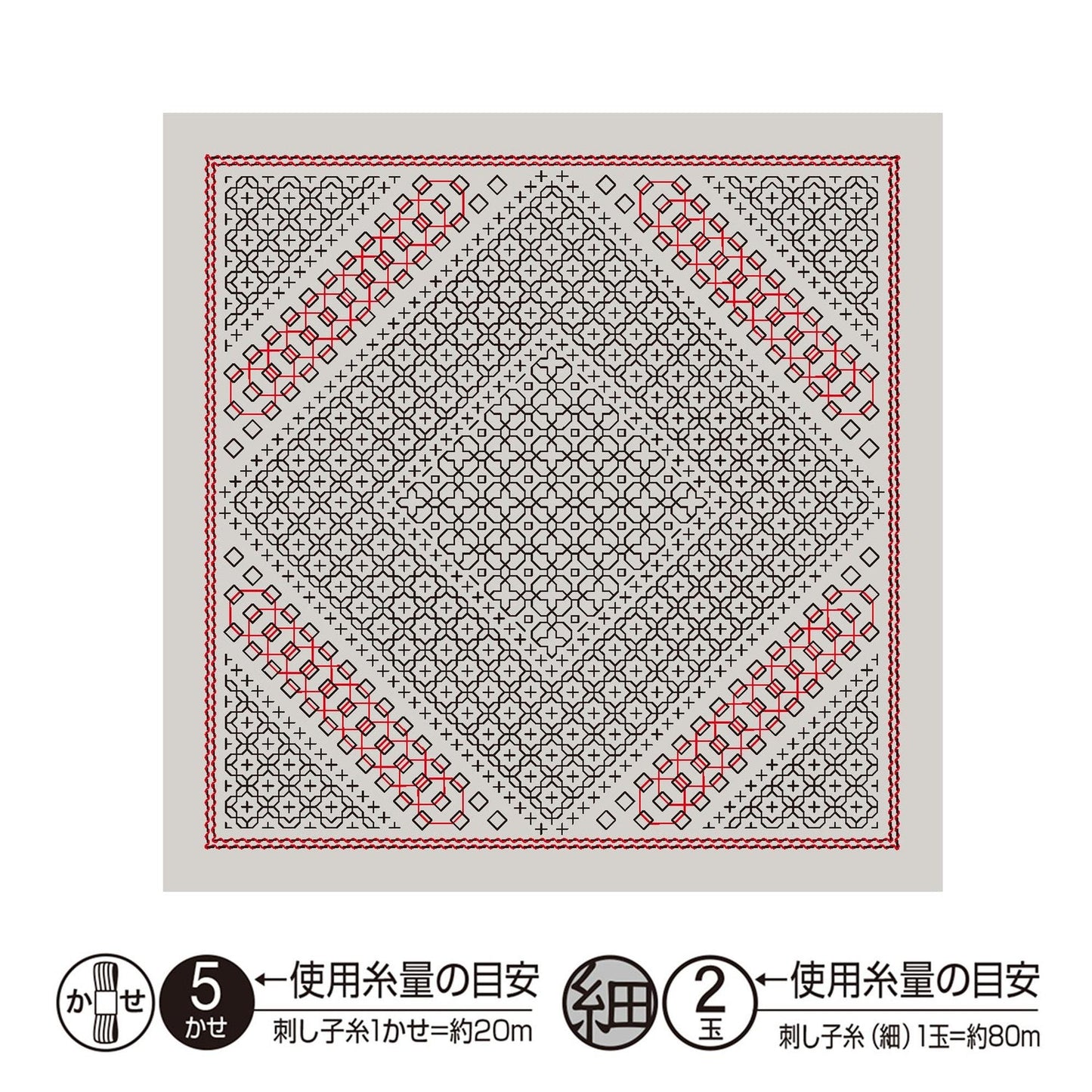 The image is a square with a repeating pattern of red and gray squares, creating a visually striking design.