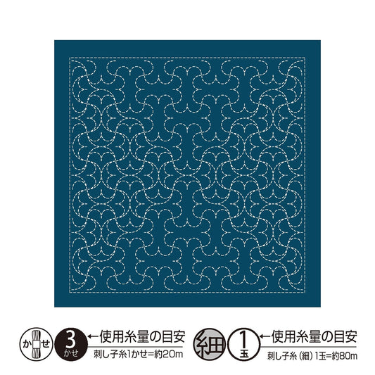 The image is a square with a repeating pattern of blue and white circles, creating a visually striking and intricate design.