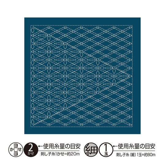The image is a square with a repeating pattern of white lines and dots in shades of blue and gray. The pattern is intricate and visually striking.