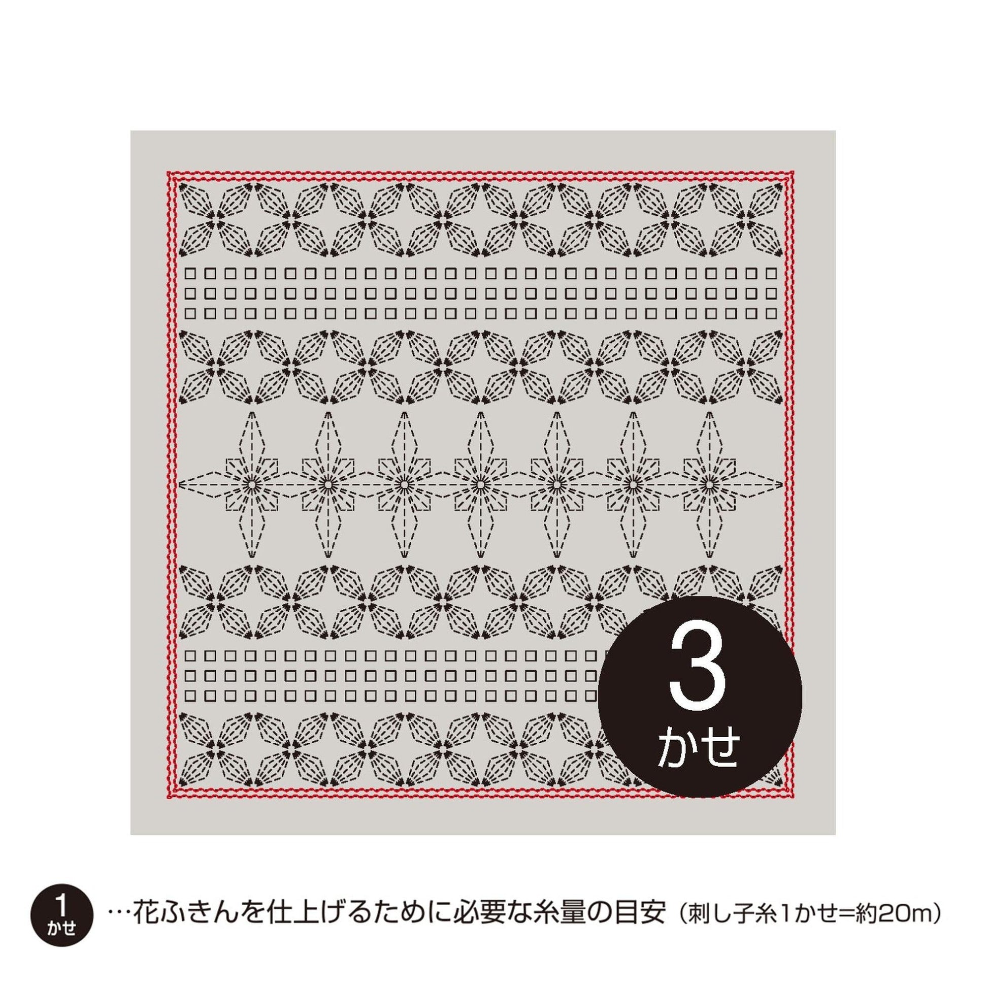 The image is a square with a repeating pattern of black and white flowers and leaves. The pattern is arranged in a grid-like fashion, with each flower and leaf being a small square. The image is described as a "collage of multiple images" and includes a number "3" and some Japanese text.