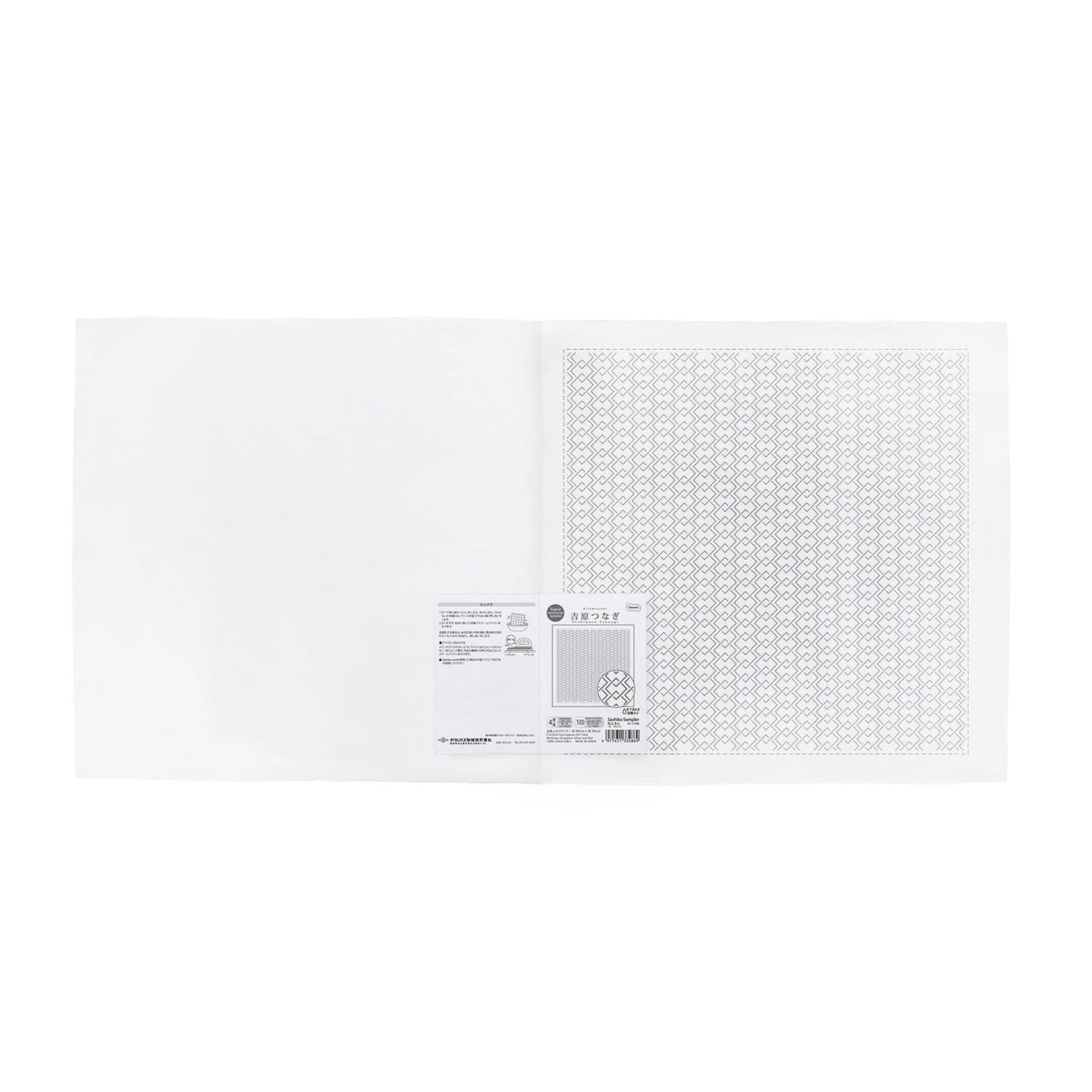 The image is a white square with a black and white pattern on the right side.