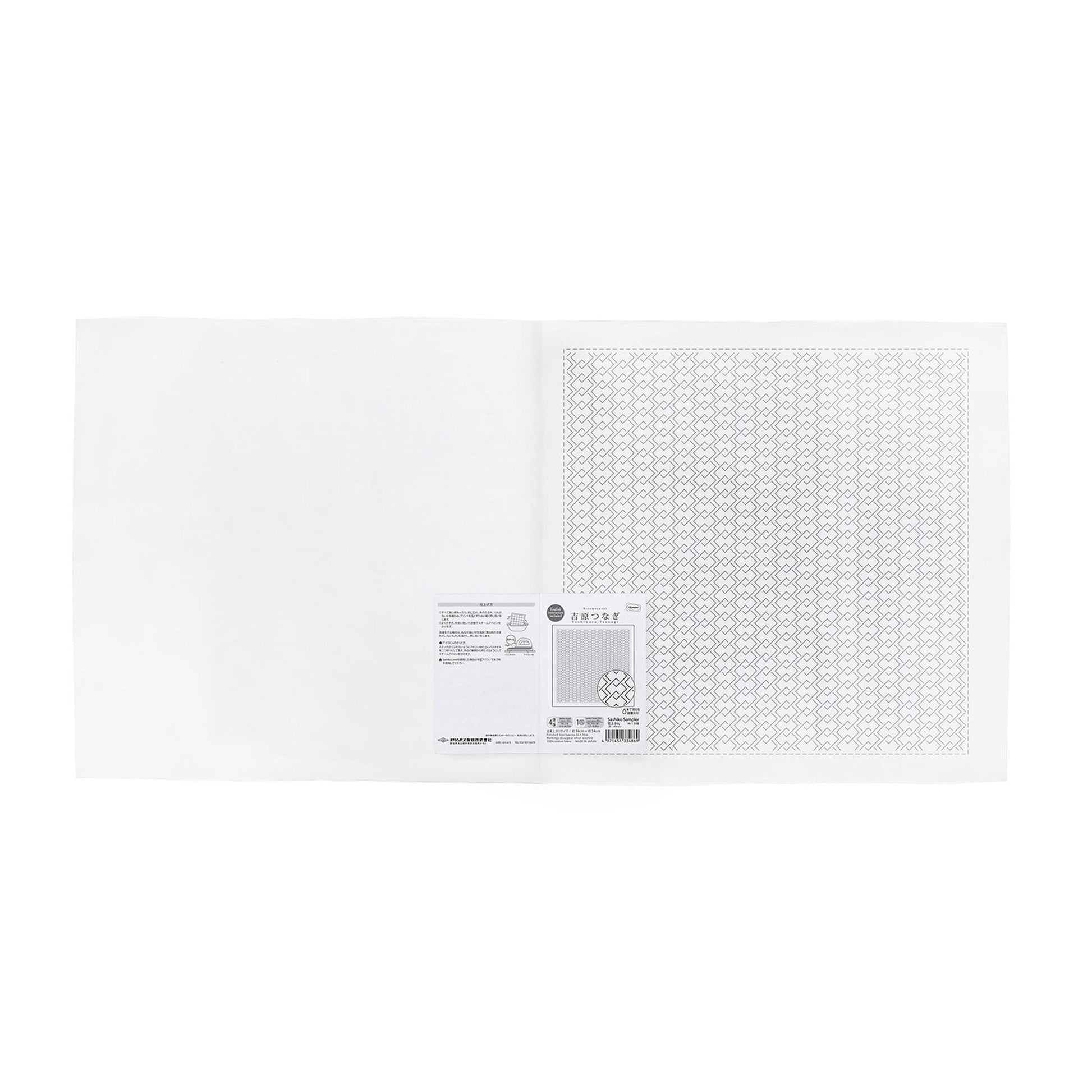 The image is a white square with a black and white pattern on the right side.