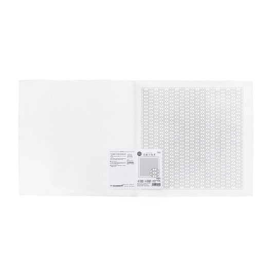 The image is a white square with a black and white pattern on the right side.