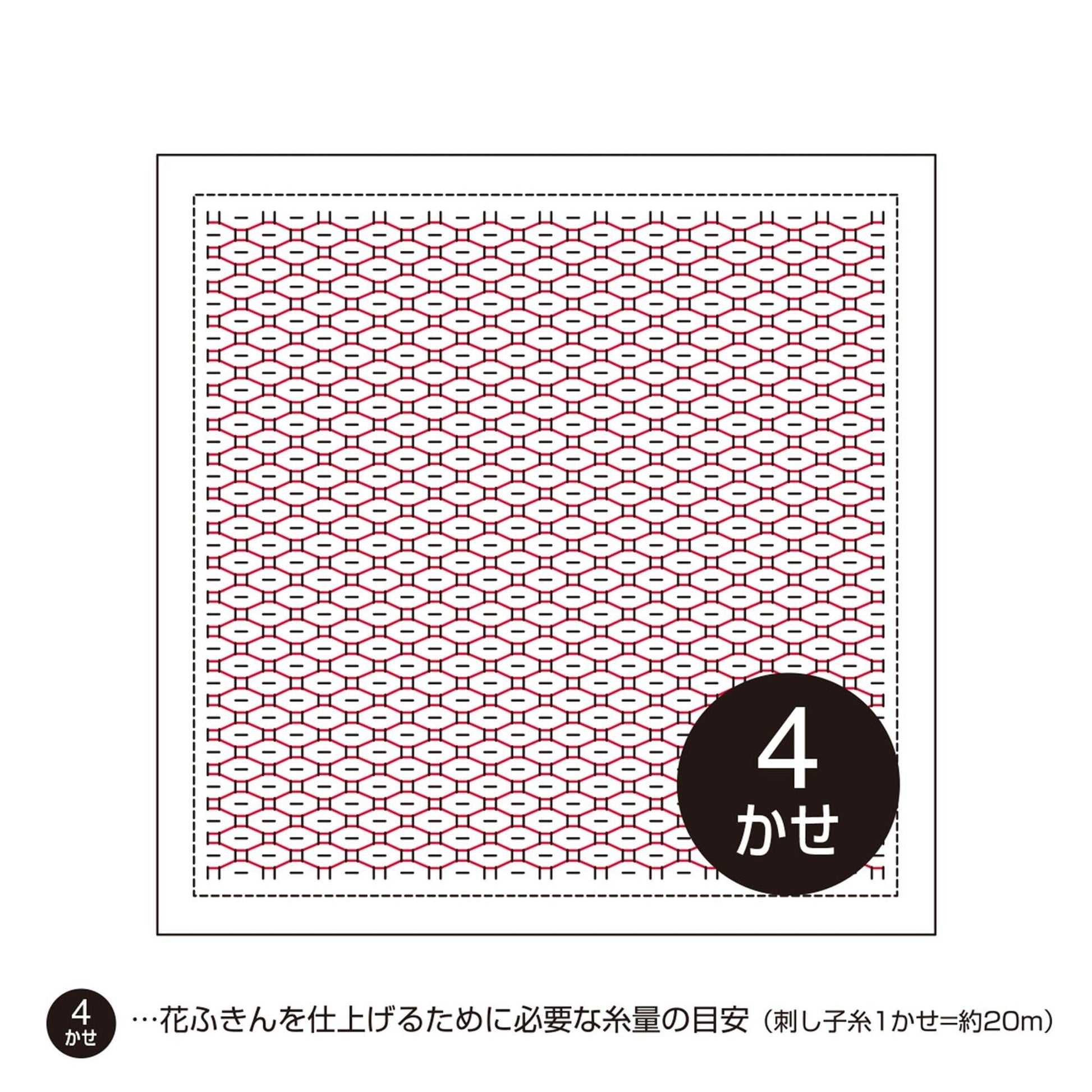 a square with a repeating pattern of red and white hexagons.