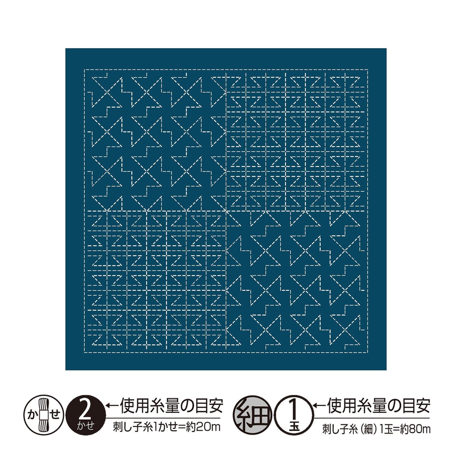 The image is a square with a blue background and white geometric patterns. It appears to be a technical drawing or diagram related to a sewing or textile design.