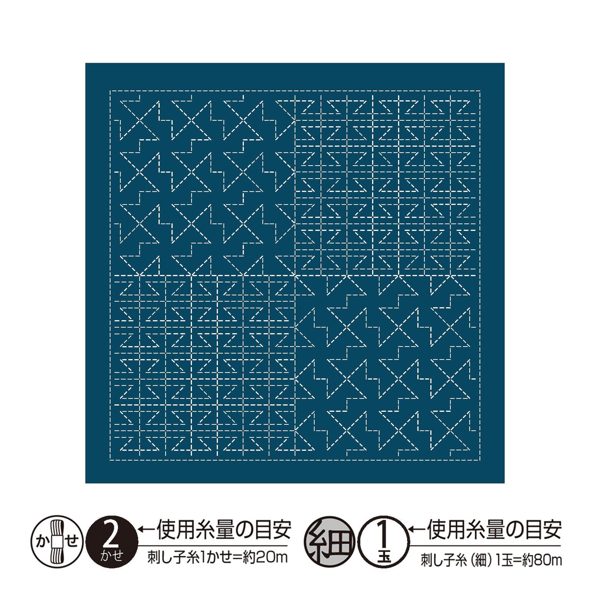 The image is a square with a blue background and white geometric patterns. It appears to be a technical drawing or diagram related to a sewing or textile design.